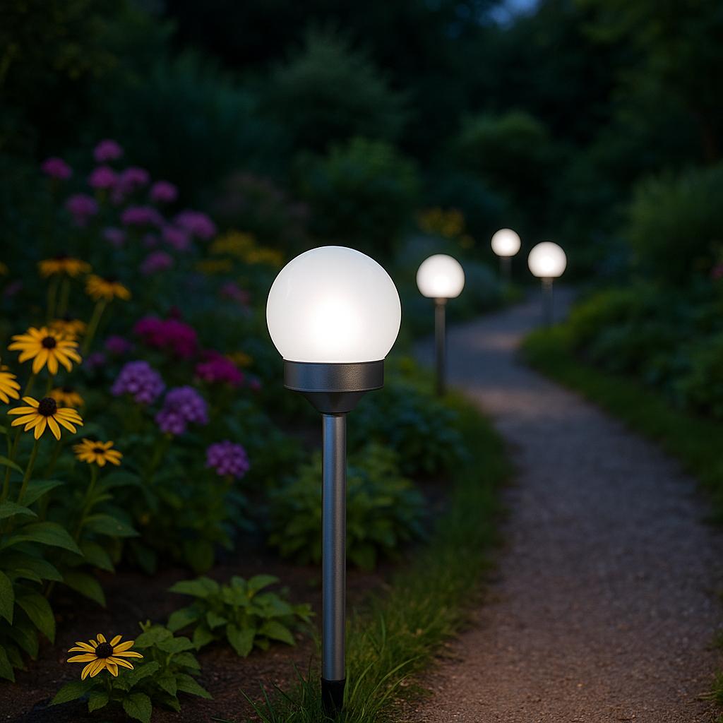 12X Solar Lamp Sphere 34Cm Garden Led Sensor For Garden, Luminous, Embedded