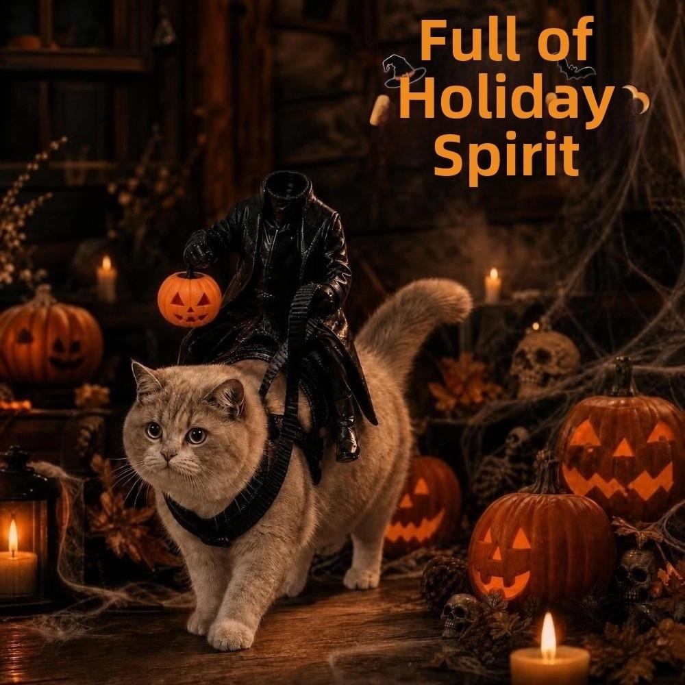 Pumpkin Halloween Pet Costume Creative Cat Saddle Costume Pet Clothes