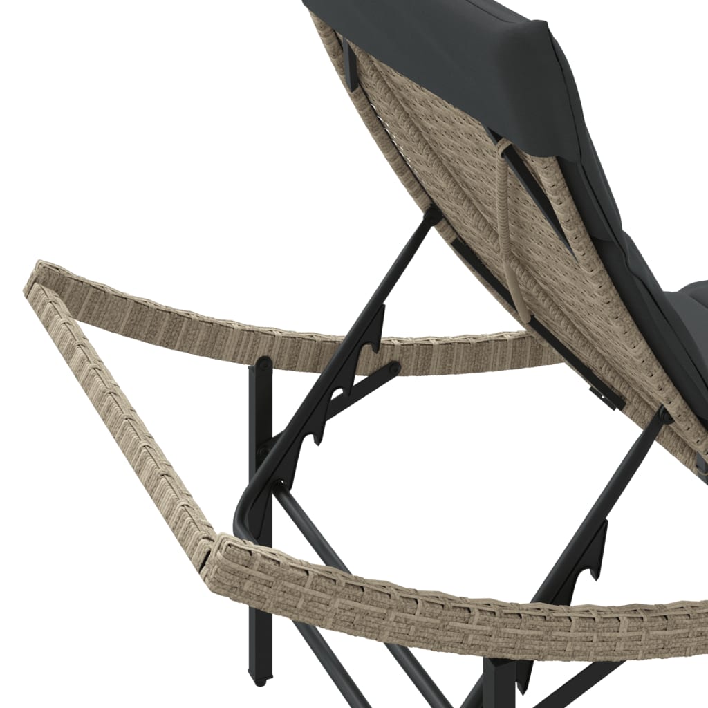 Vidaxl Leżak Z Poduszką, Jasnoszary, 55X199X50 Cm, Polirattan