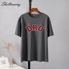 Shellsuning T-shirt da Donna con Stampa Grafica Semplice con Lettere, Estate, Cotone, Maniche Corte, Magliette Casual con Scollo a O, Top Trendy Streetwear
