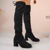 Women's Over-the-Knee Stretch Boots, High Heel Knee-High Boots, Plus Size Slim Fit Fall Winter Shoes