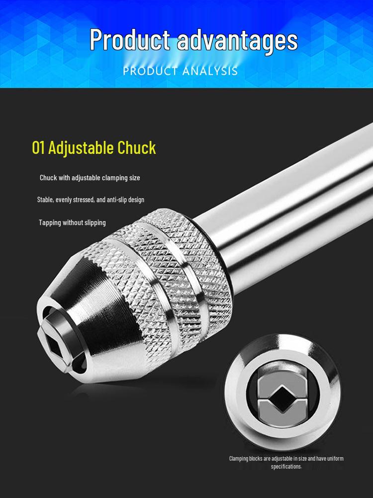 Adjustable Tap Wrench Set - Manual Tapping Tool with Extended Chuck