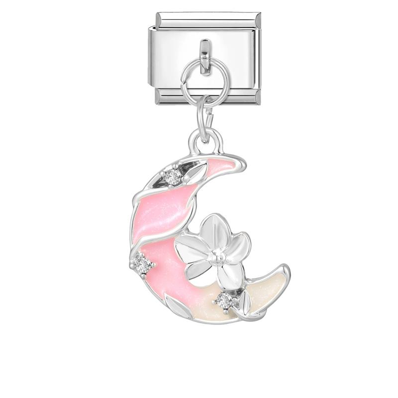 Fashion Crystal Heart Star Flower Moon Tassel Chain Pendant Italian Charm Link Fit 9mm Bracelet Stainless Steel Women DIY Making