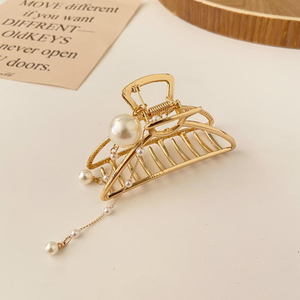 Metal Butterfly Pearl Butterfly Pendant Hairpin Pure Color Sweet and Lovely Gentle Girl Simple Hairpin