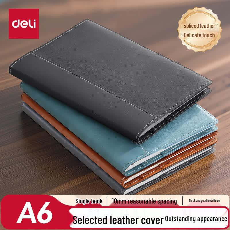 Deli A6 Stitched Leatherette Notebook