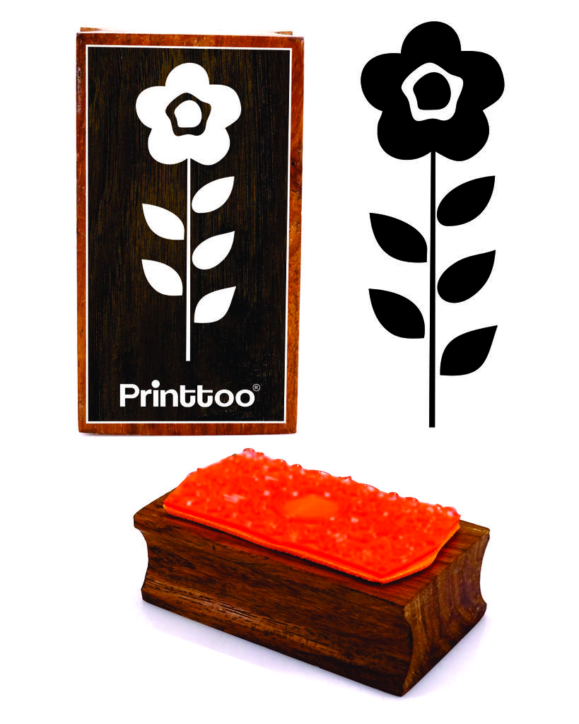 Printtoo Rectangular Floral Border Design Wooden Rubber Stamp Block