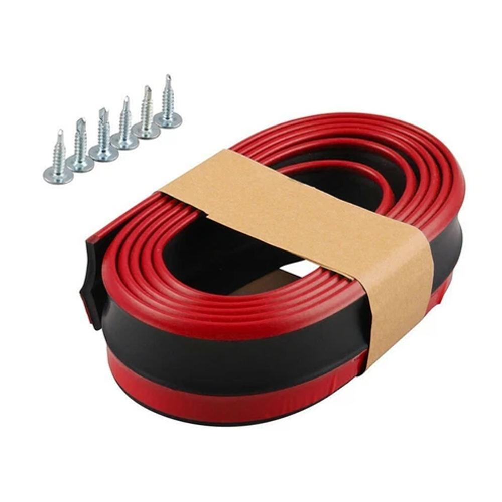 Universal Car Bumper Lip Splitter Spoiler Rubber Skirt BodyTrim Bumper Scratch-Resistant Anti-Collision Soft Rubber Strip 250cm x 6cm