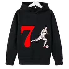 Spring Autumn Casual Children's Hoodie Sports Sweatshirt for Boys and Girls Ronaldo Printed 2-14 Years Fashion Kids Pullover Top