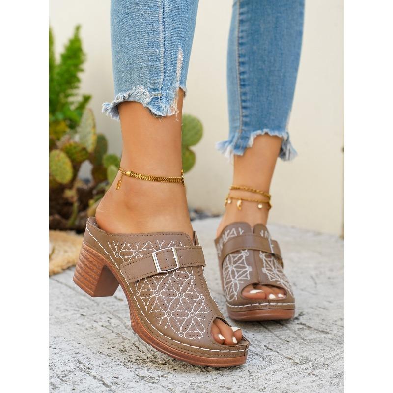 Women's High-Heel Closed-Toe Backless Hollow Fashion Sandals, Stylish Comfort Footwear, Available In Large Sizes.