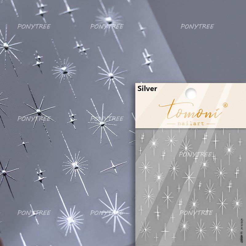 Retro Gold Silver Star Sun Moon Flower Gothic Love Geometric Shapes Starburst Nail Art Stickers Manicure Decals Decoration
