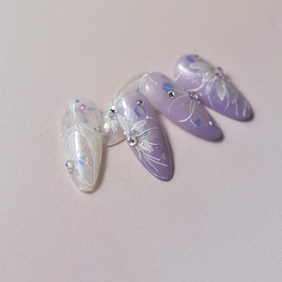 Лазерная белая полупрозрачная цветочная наклейка для ногтей своими руками креативное — фото 10