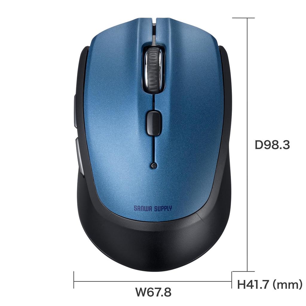 Sanwa Supply Bluetooth Blue LED Mouse (5 Buttons, Blue) MA-BB509BL
