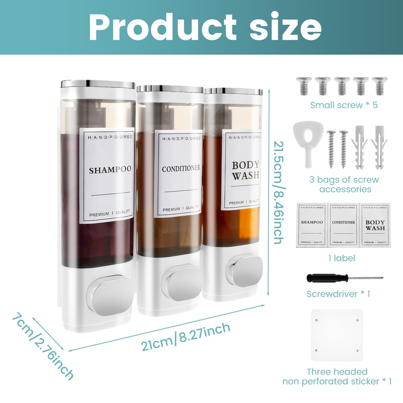 

Refillable Bottles No Drill Shampoo and Conditioner Dispenser Transparent Liquid Soap Dispenser for Bathroom Hotel Accessories