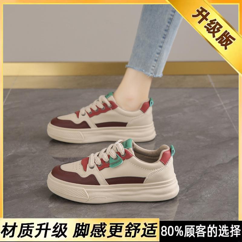 Cotton sports board shoes for women 2025 new winter soft soled casual leather flat bottomed student