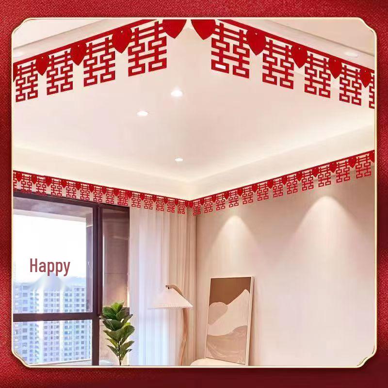 Wedding Room Decor Set: Ceiling, Streamers & 'Xi' Curtains for Bride's Bedroom & Groom's Stairs