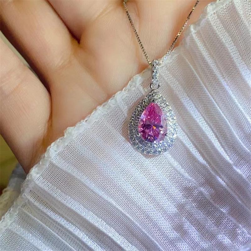 2-Carat Pear-Shaped Moissanite Pendant, Diamond-Tested, Supports Appraisal