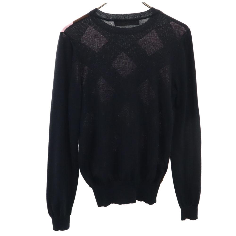 Marni Wool Blend Check Long Sleeve Sweater 40 Black Series Knit Women Used