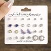 9/12Pairs Assorted Stud Earring Set With Pearl Rhinestone Design For Daily Wear Party Gifts For Women Girls