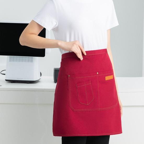 Delantal de cocina transpirable de medio cuerpo para hombres y mujeres, con bolsillos y diseño de falda elegante