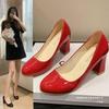 2025 summer foreign trade new low-top work shoes large size thick high heel shallow mouth foot cuff pointed thick heel round head women's shoes