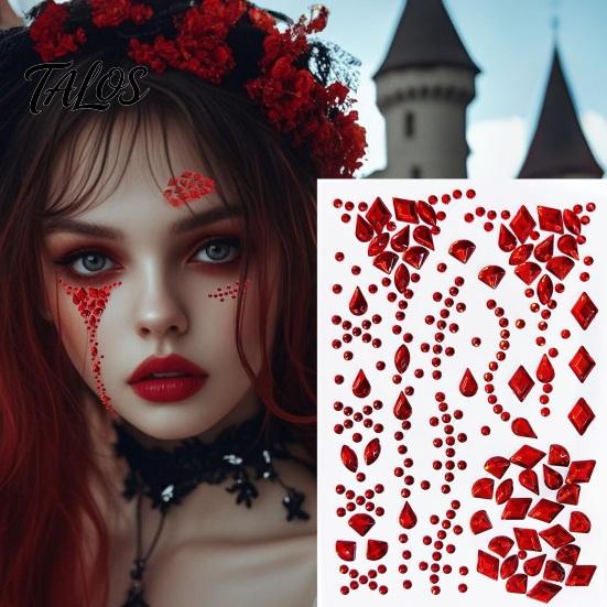 Waterproof Gem Makeup Decals Halloween Scar Face Stickers, Rhinestone Wound Body Art Glow In The Dark Party Gems Decals, Self Adhesive Temporary