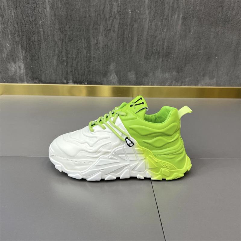 Men's Summer and Autumn Dad Shoes Thick-soled Leather Casual Shoes Gradient Student Shoes