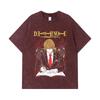 275 GSM Washed T-shirts 100% Cotton Death Note V2 Yagami Print Unisex Heavy Cotton T Shirt