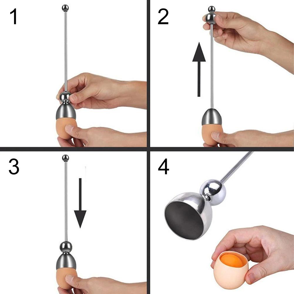3types Boiled Egg Topper Shell Top Cutter Kitchen Gadgets Tools Raw Eggs Cracker Separator Stainless Steel Egg Knocker Opener