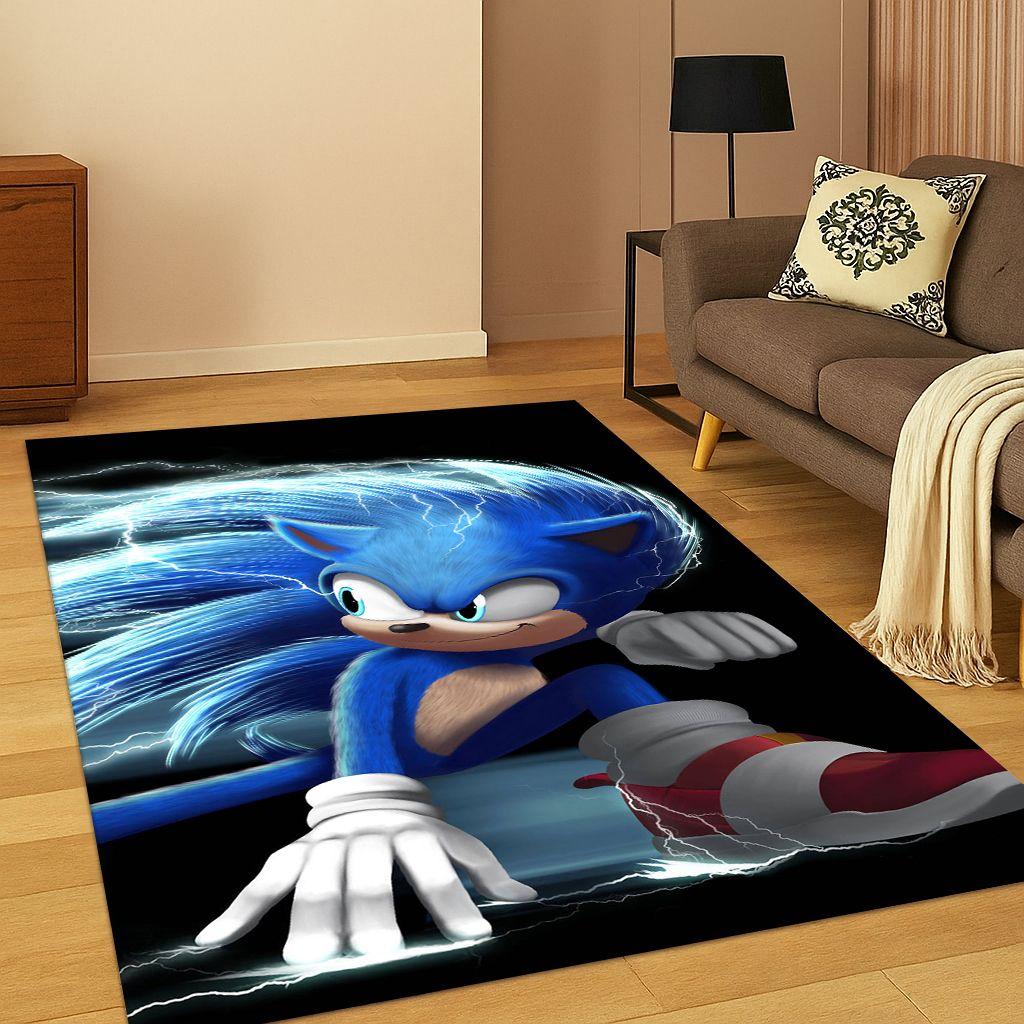 3D S-Sonic Cartoon Game Carpet Rug for Bedroom Living Room Sofa Doormat Home Decor,Kids Play Area Rug Non-slip Christmas Gift