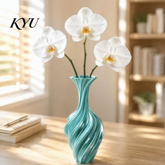 Charmante Heimdekorationsvase 3D-gedruckte Vase, Verdrehtes Wirbeldesign, Minimalistischer Tisch-Pflanztopf zur Stressbewältigung, Hydroponische Blume für Wohnzimmer