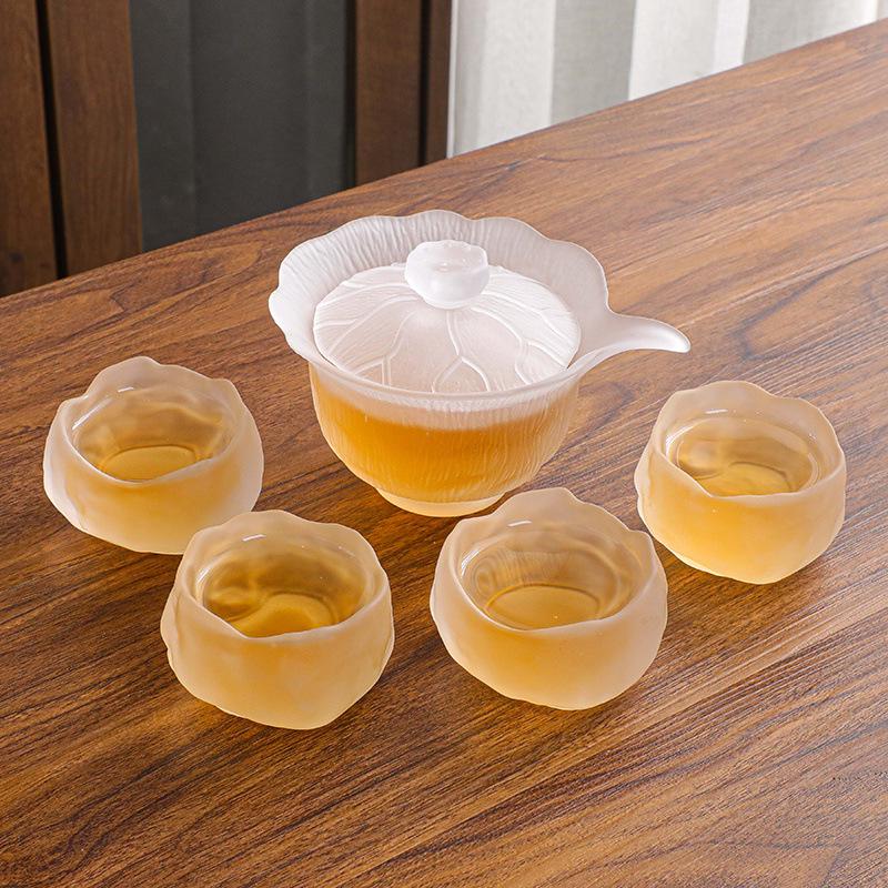 Liuli Glass Kung Fu Tea Set: Luxury Travel and Household Teacup Infuser Set Default
