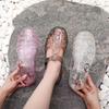 Sandales plates transparentes à boucle ajourée, mode d'été pour femmes, pour la plage et le quotidien