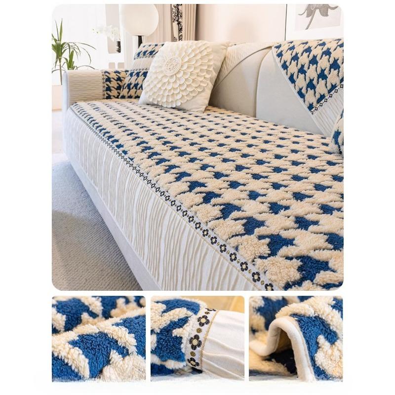 2024 Nový polštář na pohovku Zimní zesílený plyšový polštář protiskluzový potah na pohovku