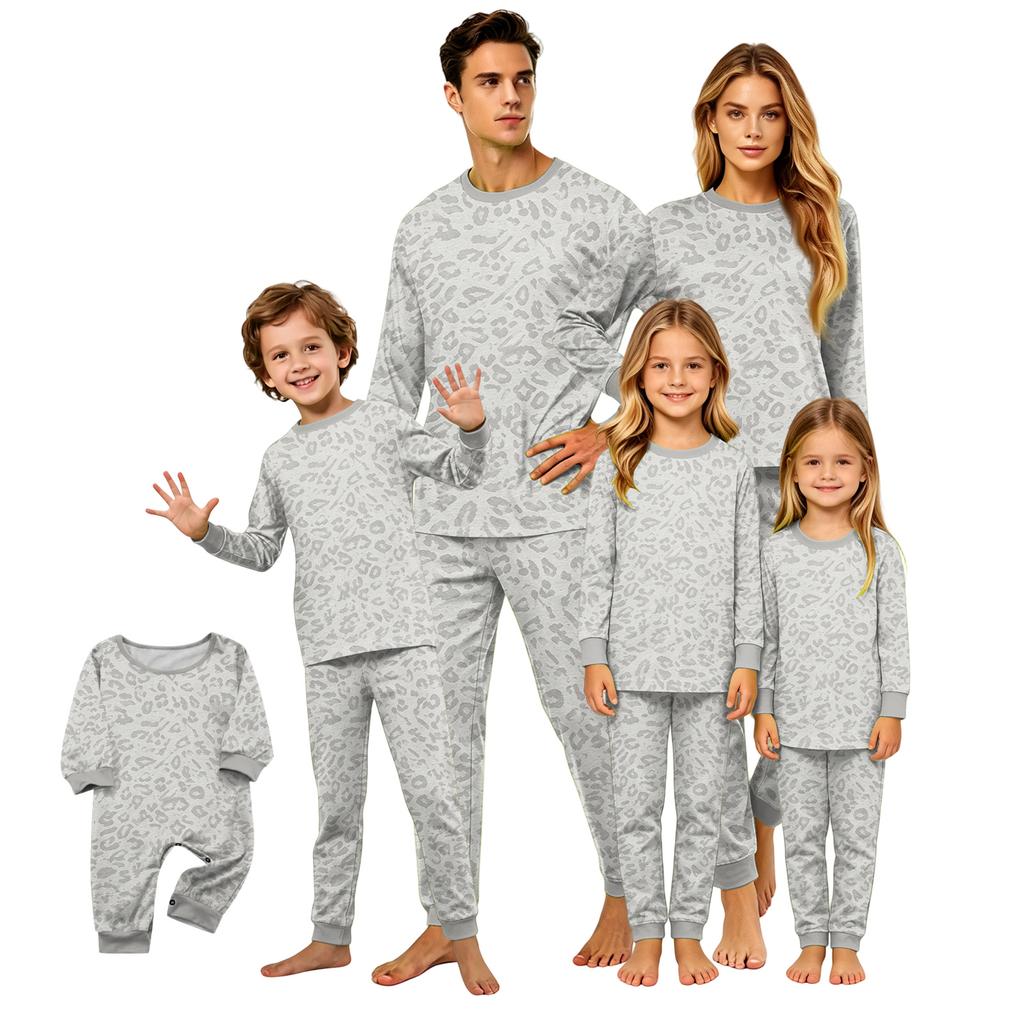 Familien-Passendes Bedrucktes Set mit Langarm-Oberteil und Hose - Lässig Bequem für Eltern und Kind