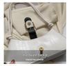 2023 Trendy White French Texture Underarm Handbag for Women - Solid Color Baguette Style