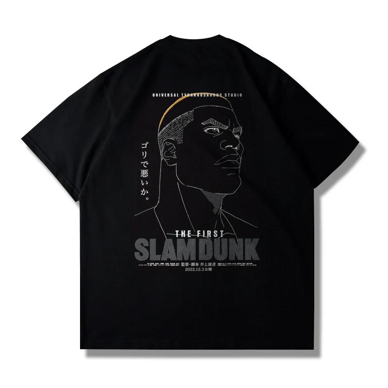 Japanese Anime Slam Dunk Master Big Movie Blockbuster Short Sleeve T-shirt Summer Loose 100% Cotton Sakura Ikebana