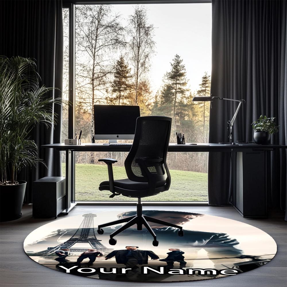 Custom Name Mission Impossible Printed Round Rug Carpet Chair Rug Area Rug Entryway Doormats,for Office Chair Living Room Bedroom Kitchen Room.