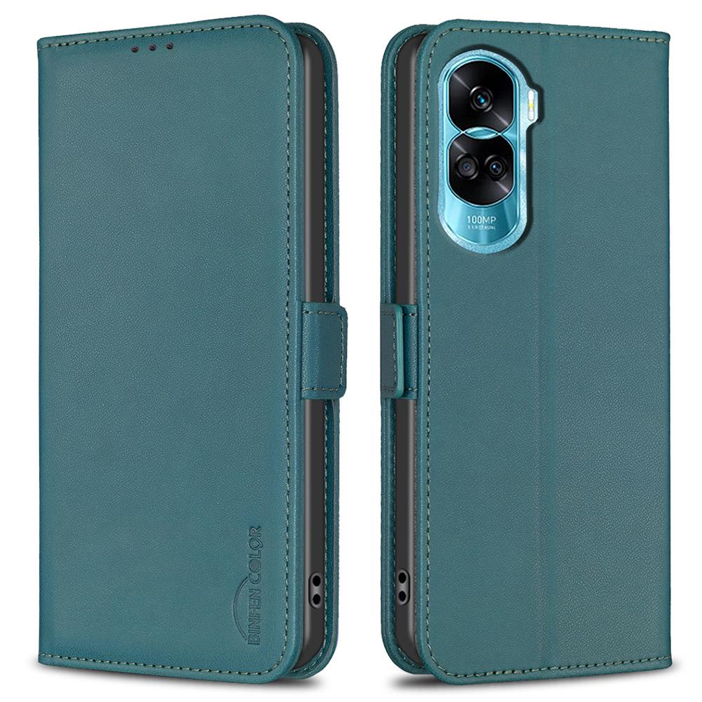 

BINFEN COLOR BF31 For Honor 90 Lite 5G/X50i 5G Case with Wallet Stand PU Leather Flip Phone Cover Green