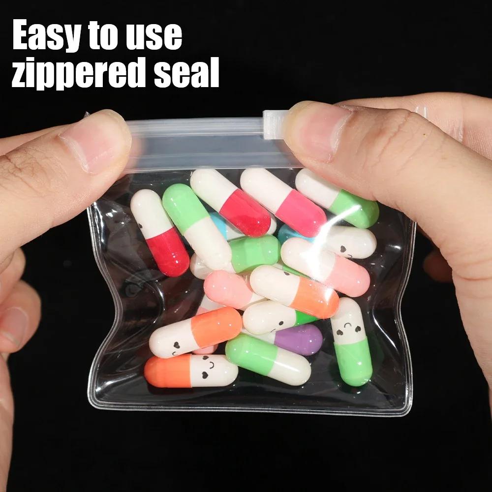 50/20/10/5PCS Mini Clear Bag Pill Dispenser Bags Travel Jewel Pouch with Sliding Zipper Self-sealing Waterproof Storage Bags