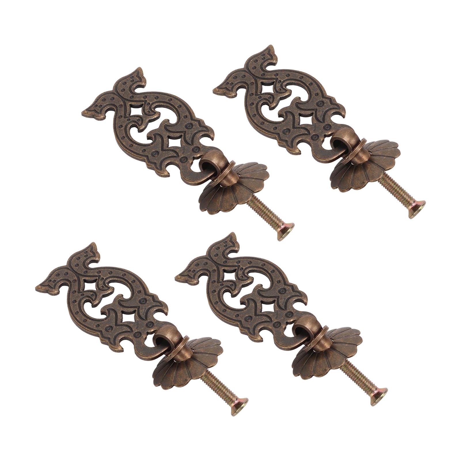 

4 комплекта антикварных ручек для шкафа, латунный материал, сделай сам, винтажный стиль, бронза, утолщение, симметричный узор