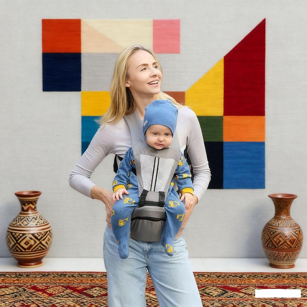 Four Seasons Double Shoulder Breathable Baby Carrier with Waist Stool