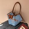 Denim Blue Tote Bag Casual Commuter Bag New Fashionable and Versatile Shoulder Bag