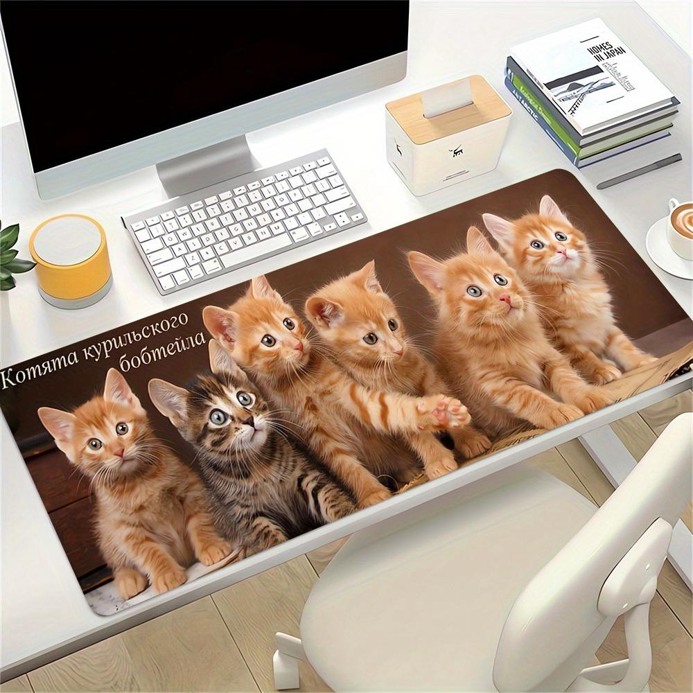 1pc Large Gaming Mouse Pad, UV Reactive Non-Slip Desk Mat, Washable PolyesterCate, Fluffy, CatComputer Pad with Vibrant Game Machine Print,