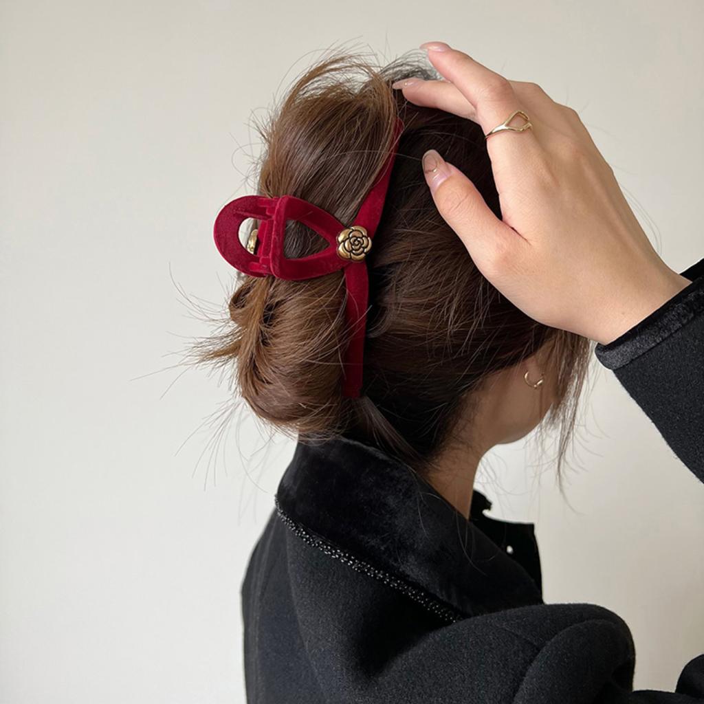 Camellia Flower Double-sided Plush Hair Clip