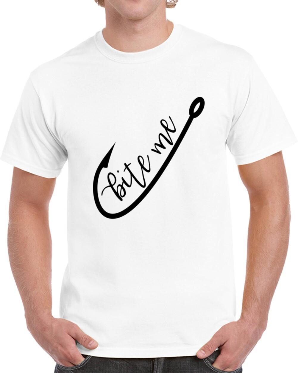 Bite Me Fishing Hook Funny T Shirt Great Gift Tee For Those Who Fish Unisex Tee S