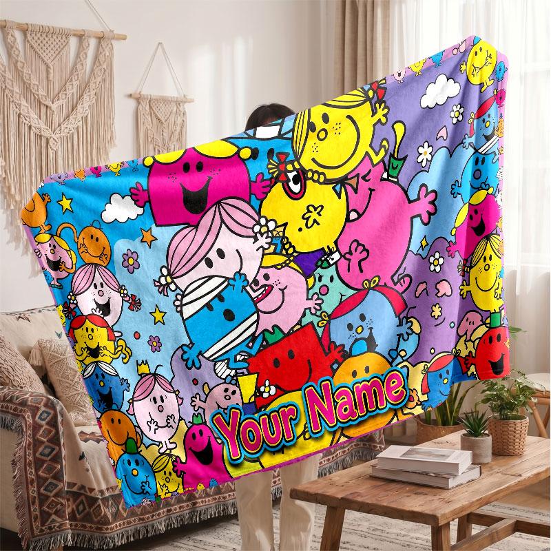 Monsieur. Couverture en flanelle personnalisée pour hommes et petites filles, texte nom personnalisé imprimé, couverture chaude et douce pour canapé lit