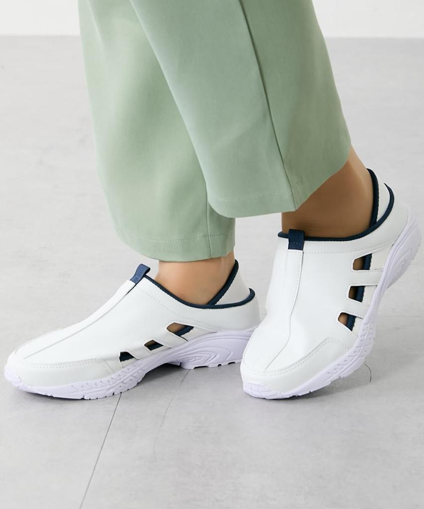 Nissen Women's Nurse Laine Original Work Shoes with Side Vents, 2-Way Nurse Shoes, Navy, Size 22.5