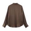 TAOP&ZA Spring/Summer Women's Striped Silk Satin Shirt and Casual Pants Set