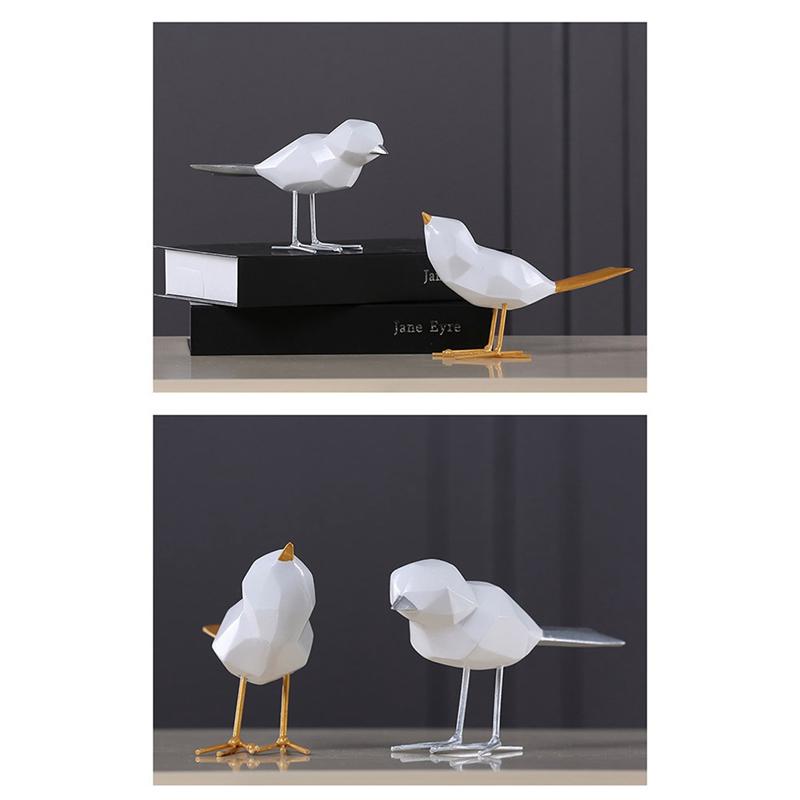 AEE4-Modern Cute Bird Statues European Decorations Geometric Animal Statues Office Sculptures Abstract Decoration