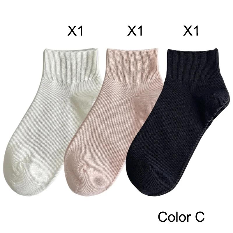 3 Pairs Women's Short Socks Candy Color Summer New Plain Cotton Socks Set Breathable Casual Comfy Soft Colorful Socks For Women